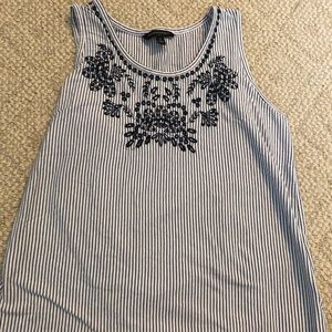 Banana Republic size small womens navy striped embroidered sleeveless shirt